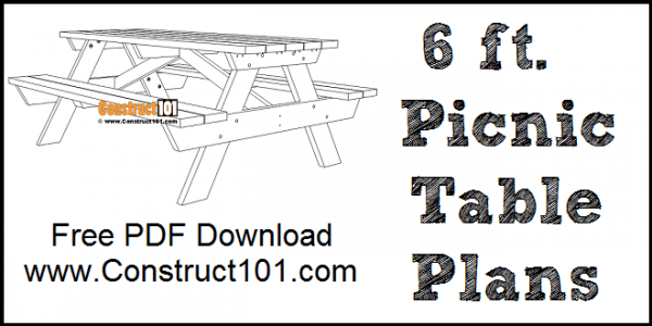 6 Foot Picnic Table Plans PDF Download Construct101