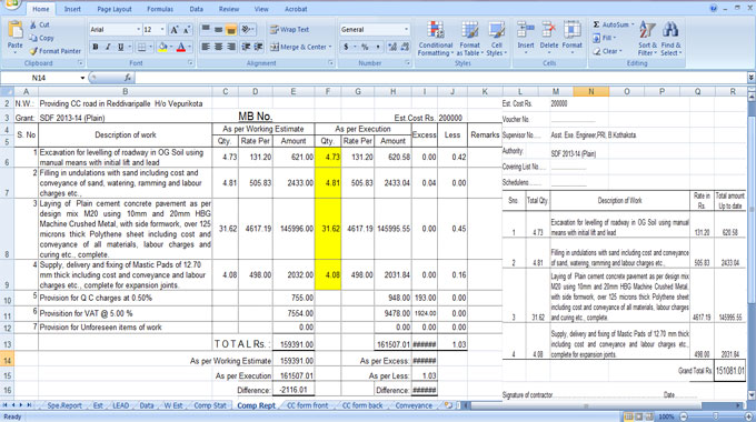 Cost Estimating for Road Construction Cost Estimation Sheet