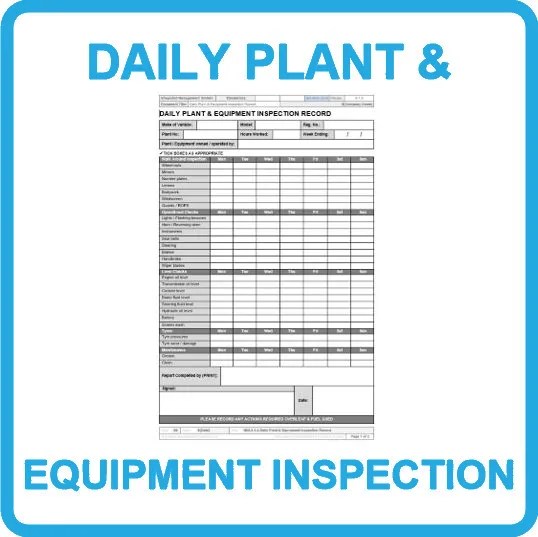 Daily Plant & Equipment Inspection Record Construction Phase Plan