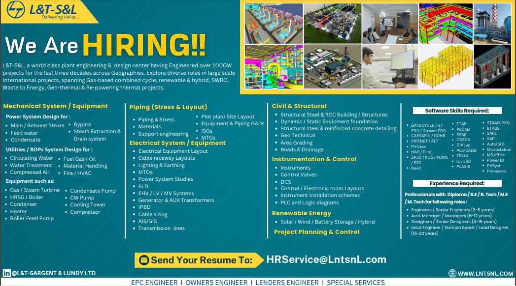 L&TSargent & Lundy Limited Hiring for Managers, Engineers and
