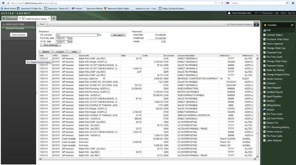 General Ledger Spectrum Construction Software