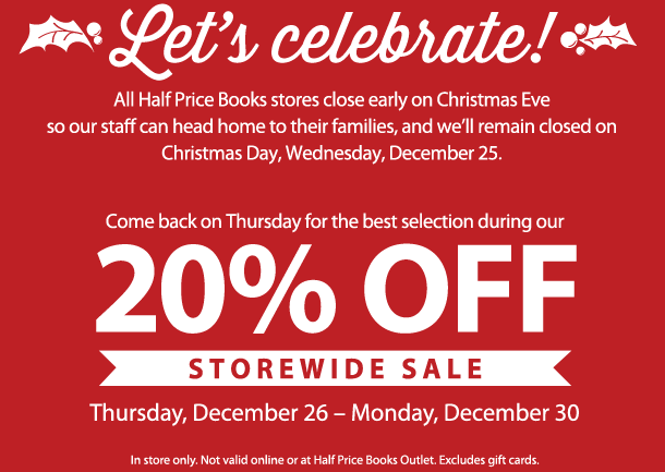 Half Price Books 20% Off Sale Storewide