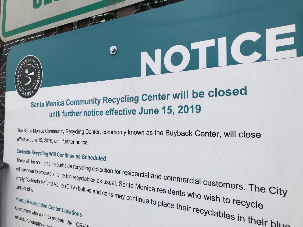 Consumer and Recycling Advocates Condemn Loss of Last Recycling Center