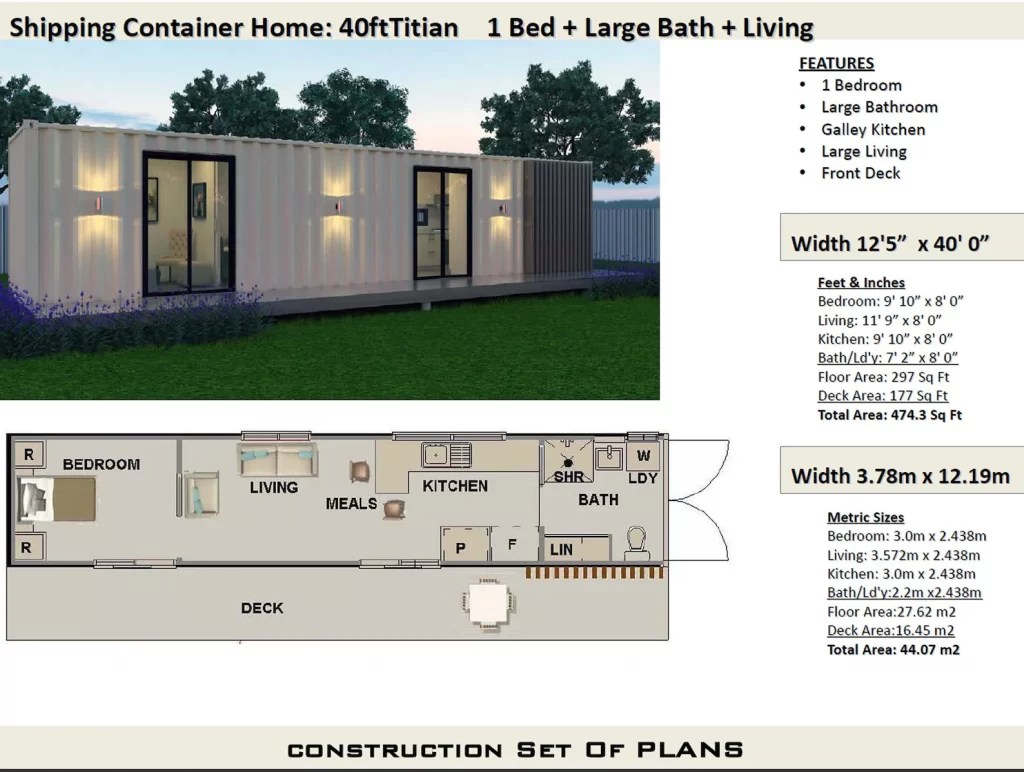 1 Bedroom Shipping Container Home Floor Plans Must See!
