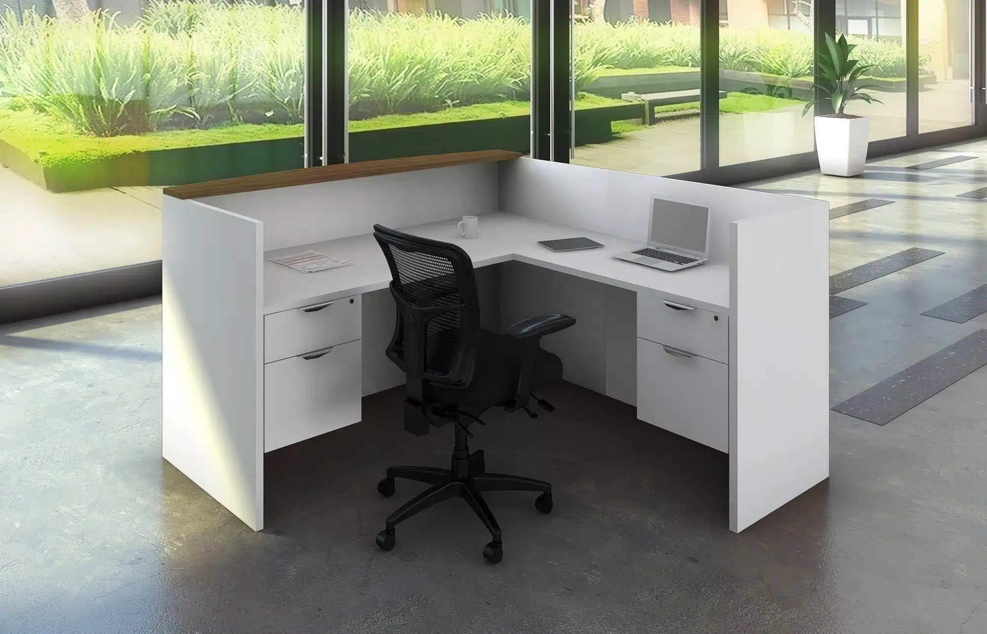 White Reception Desk Return For Sale Buy Now New Desk