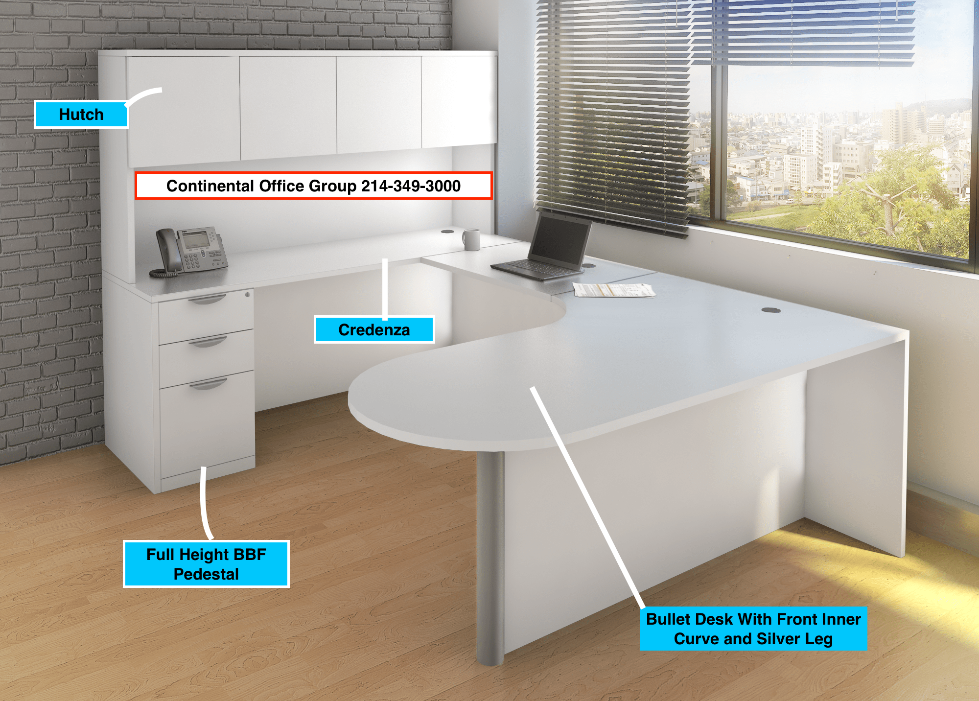Bullet UShape Desk with Front Inner Curve New For Sale Buy Now