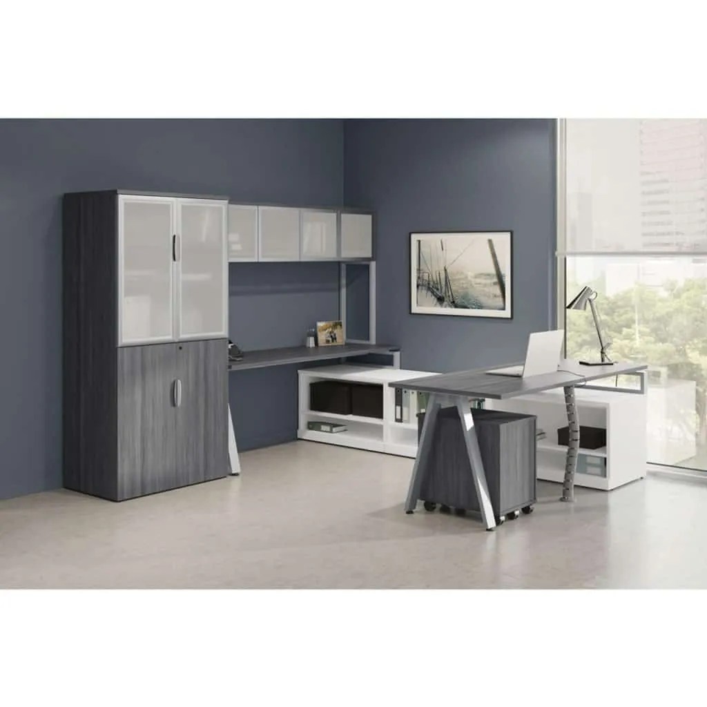 Gray/ White U Shaped Desk Continental Office Group