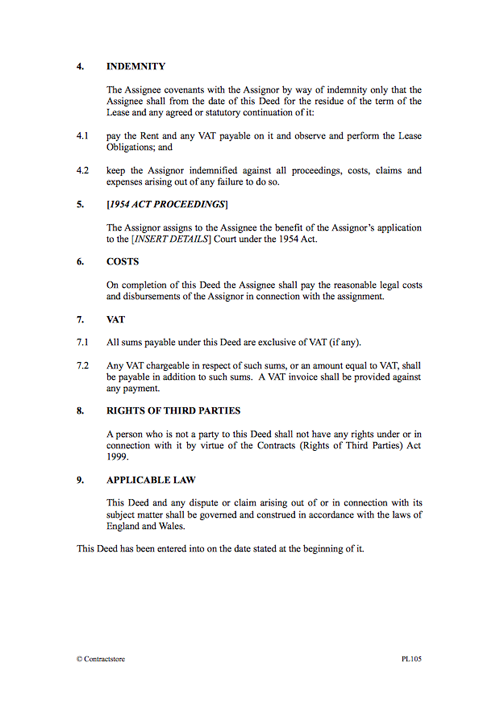 Assignment of Lease/Transfer lease agreement to new tenant
