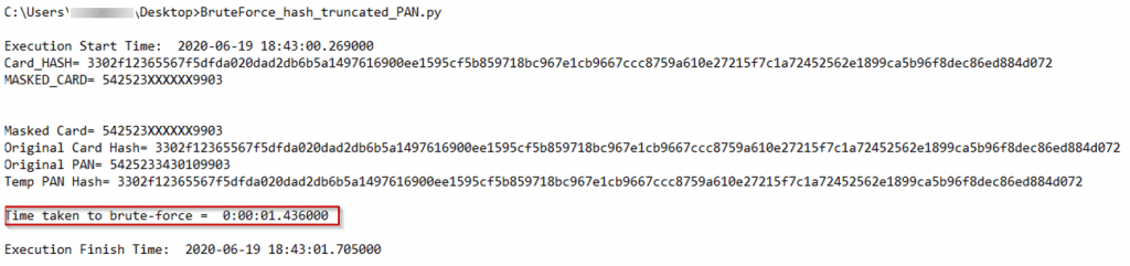 Storing Card Numbers using hashed and truncated version of PAN