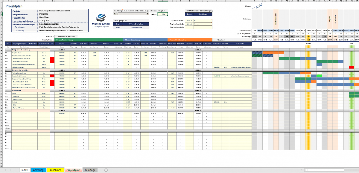 ExcelProjektplanungs und managementTool