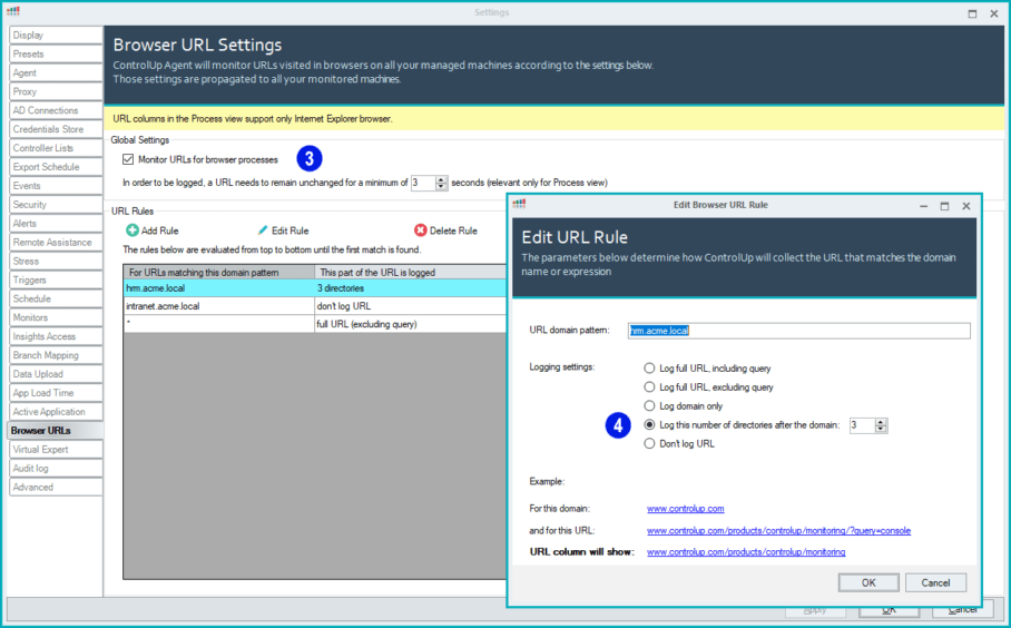 Active Application, Application Title and URL Metrics in ControlUp