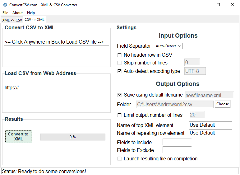 XML to CSV Desktop Converter — ConvertCSV Desktop documentation