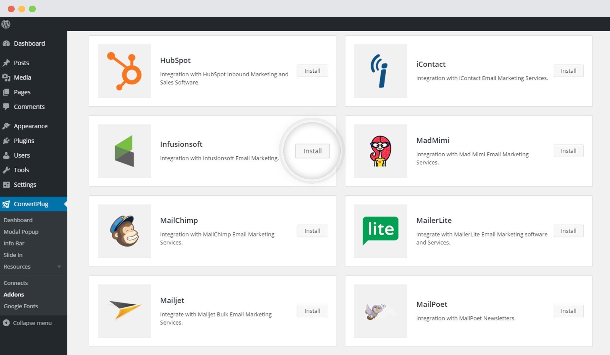Infusionsoft & WordPress Popup Plugin ConvertPlug
