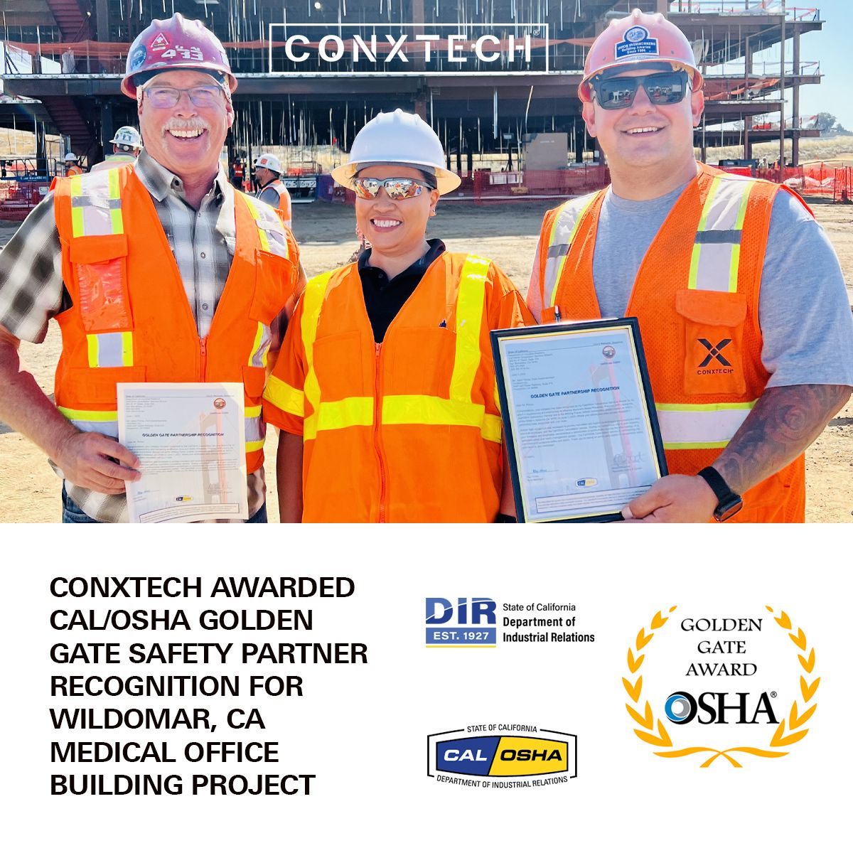 ConXtech Earns Prestigious Cal/OSHA Golden Gate Recognition for Exceptional Safety Practices on
