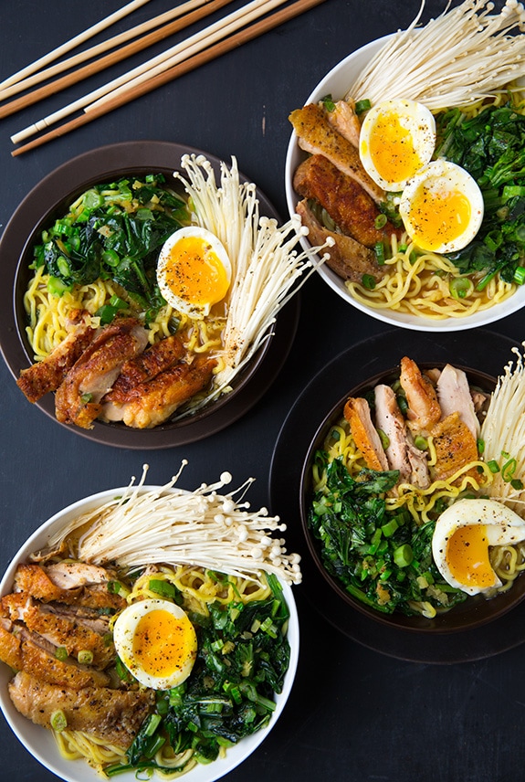Chicken Ramen and Blood Orange Roasted Salmon with Blue Apron Cooking
