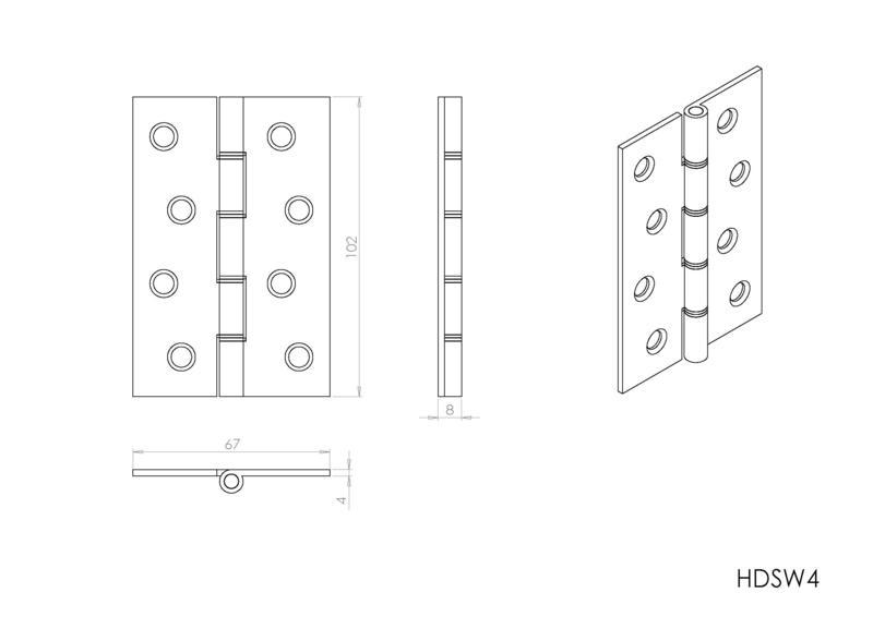 100mm Butt Hinge Hdsw4 Polished Brass Per Single 03HIN1150 from Cookson