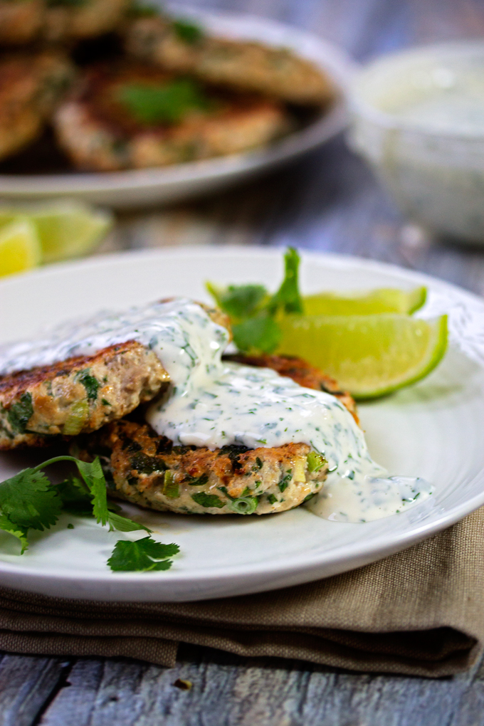 Cilantro Turkey Burgers with Creamy Cilantro Lime Sauce