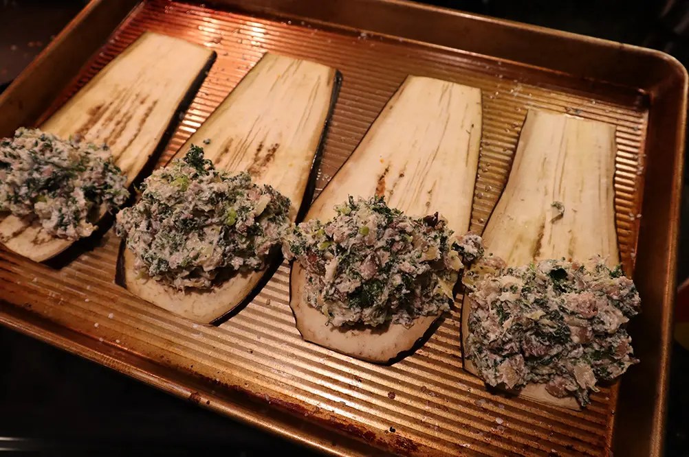 Stuffing Eggplant Rollatini