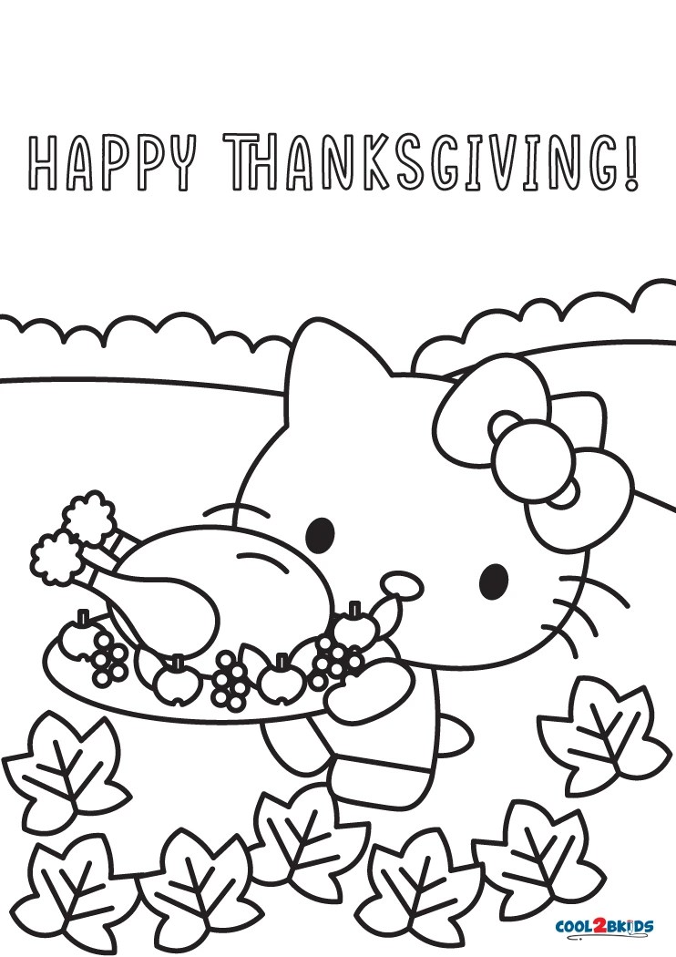 Thanksgiving Hello Kitty Coloring Pages