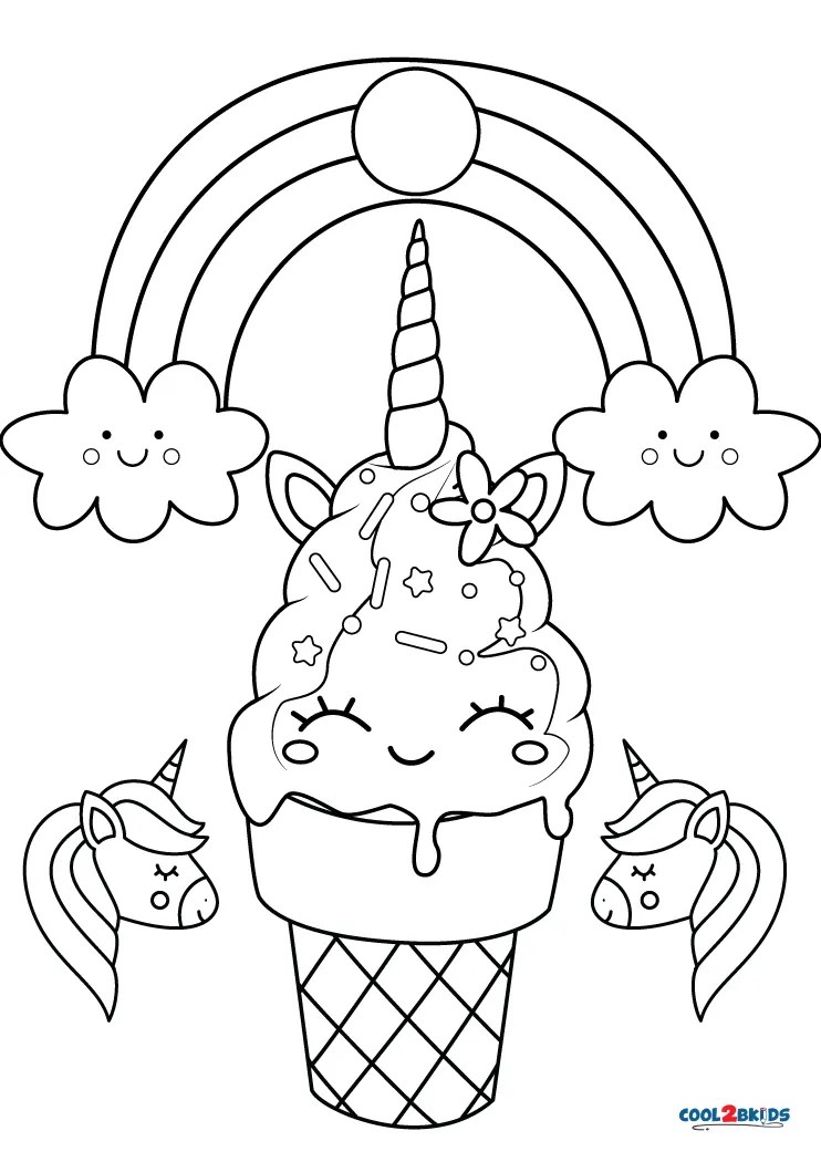 Free Printable Unicorn Ice Cream Coloring Pages For Kids