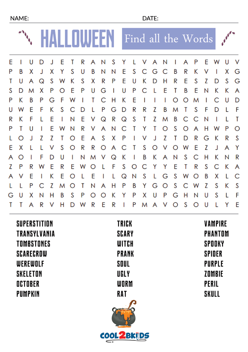 Halloween Word Search Cool2bKids