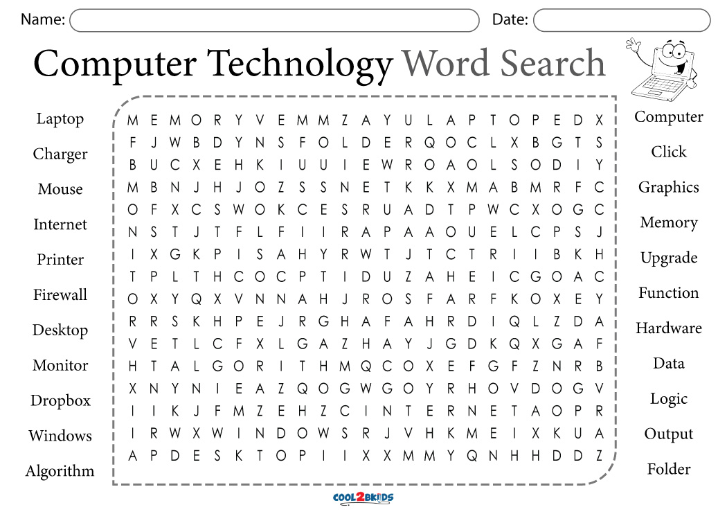 Printable Computer Word Search - Cool2bKids