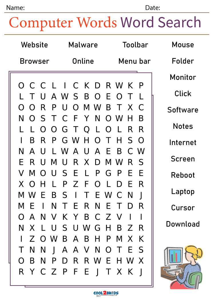 Printable Computer Word Search - Cool2bKids