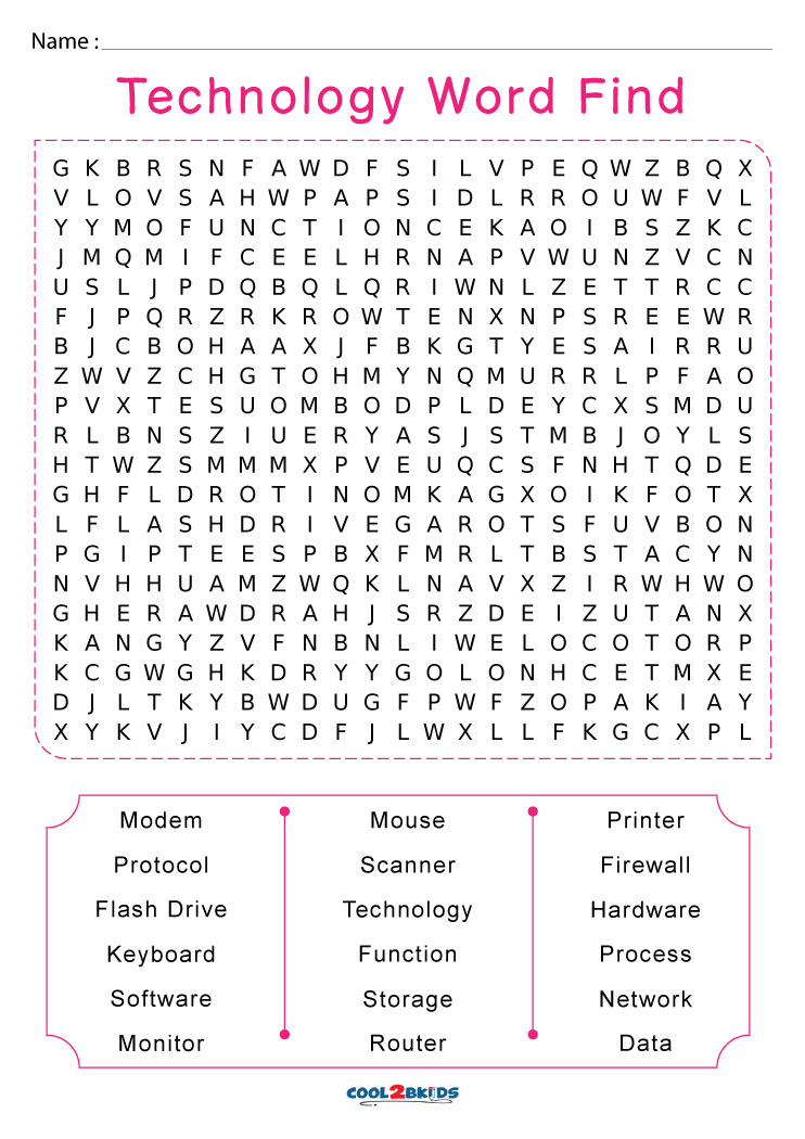 Printable Technology Word Search
