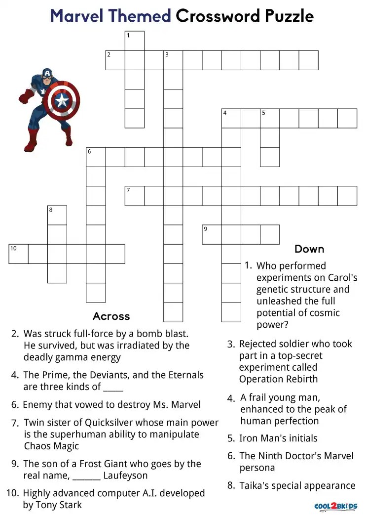 Free Printable Marvel Crossword Puzzles