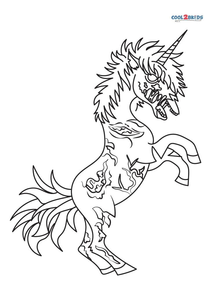 Free Printable Zombie Unicorn Coloring Pages For Kids