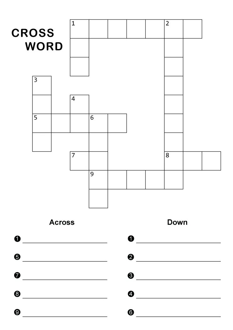 Free Printable Blank Crossword Puzzle Templates