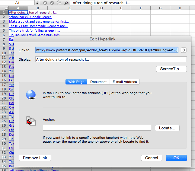 How to Change Hyperlinks to Text Showing the URL Address in Excel