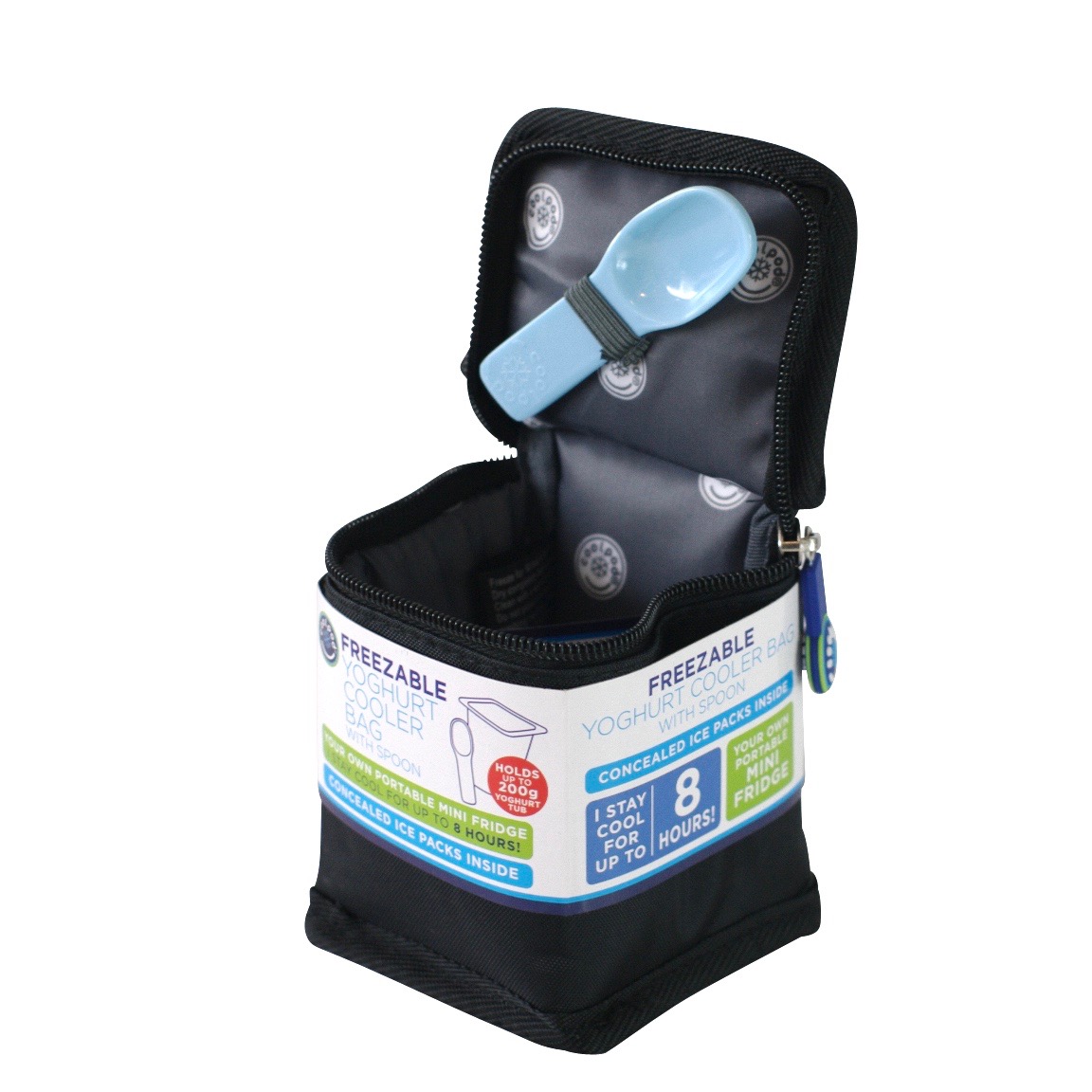 Freezable Yoghurt Cooler Bag With Spoon Black