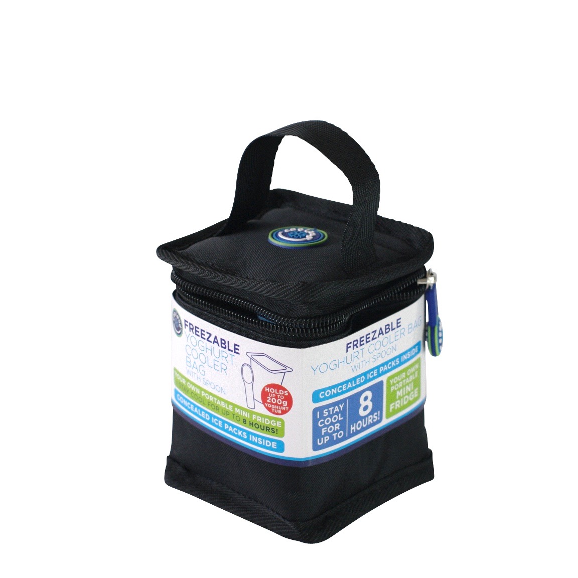 Freezable Yoghurt Cooler Bag With Spoon Black