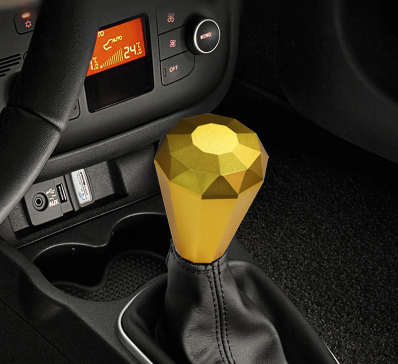 Universal Manual Aluminum Diamond Shifter Knob Yellow Coolshiftknob