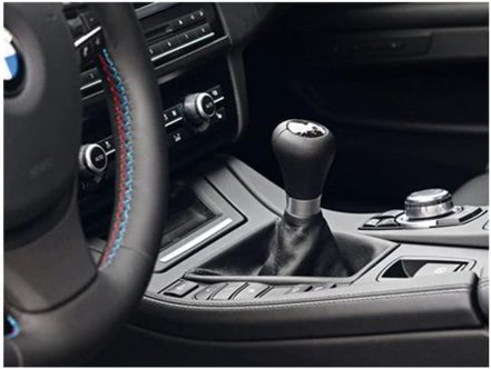 Black Leather Round BMW Manual Shift Knob M Logo | Coolshiftknobs