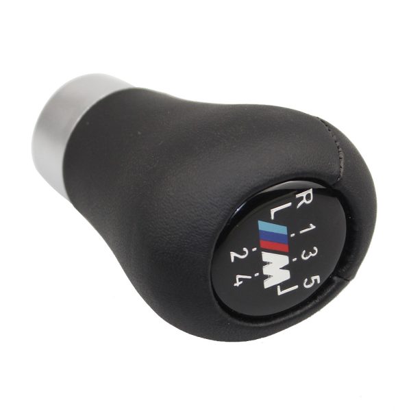 Black Leather Round BMW Manual Shift Knob M Logo Coolshiftknobs