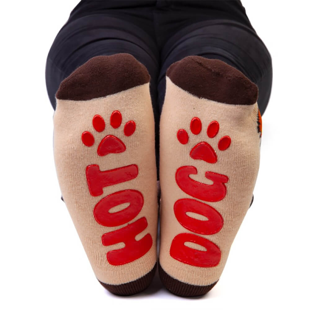 Feet Speak Hot Dog Socks Handsome sausage dogs in sensational striped shirts!
