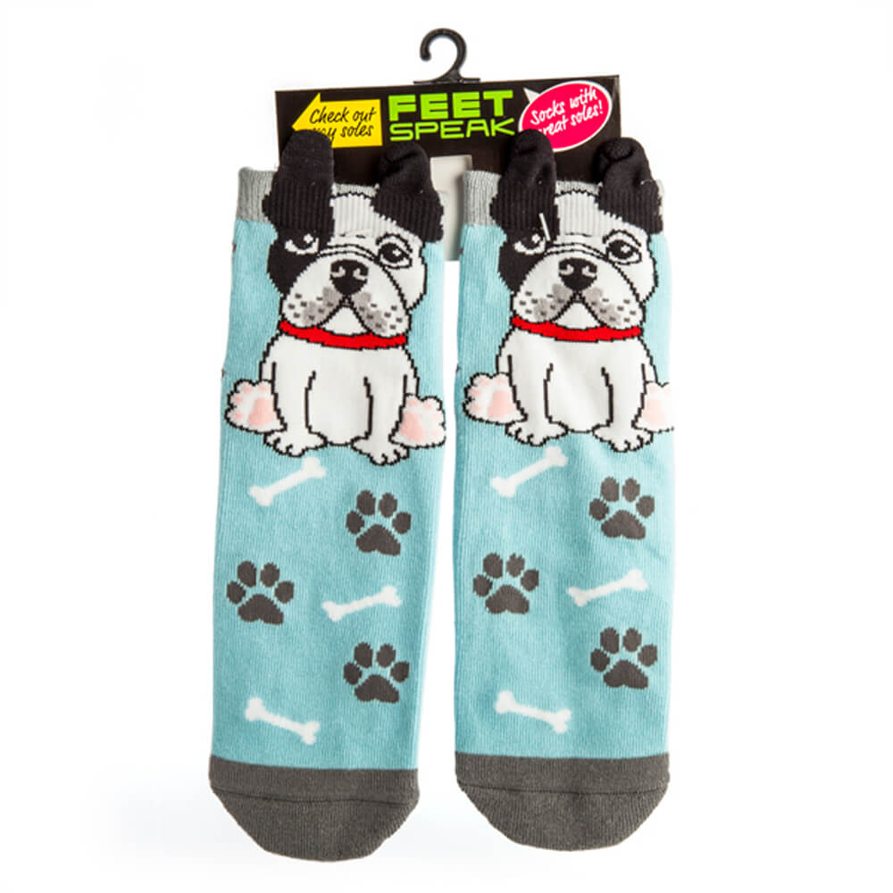 Feet Speak French Bulldog Sock Put your feet up with comfy bulldog socks