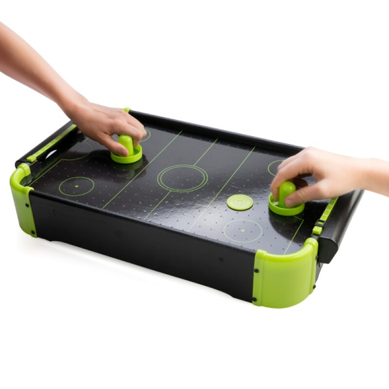 Glow in The Dark Desktop Air Hockey The pluck floats smoothly on a bed of air!