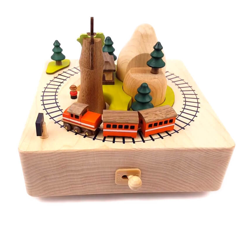 Railroad Train Moving Wooden Musical Box A keepsake to pass down