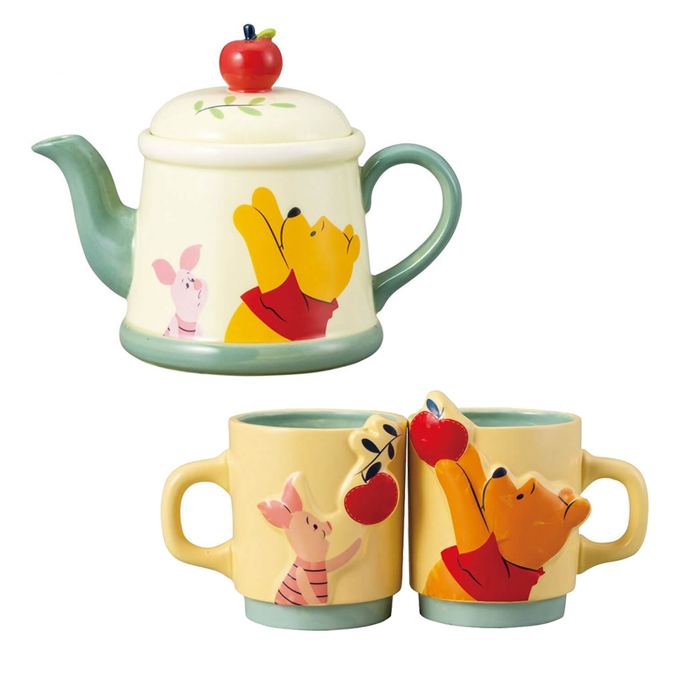 Winnie the Pooh and Piglet Apple Teapot and Mugs Set Keep your bestie