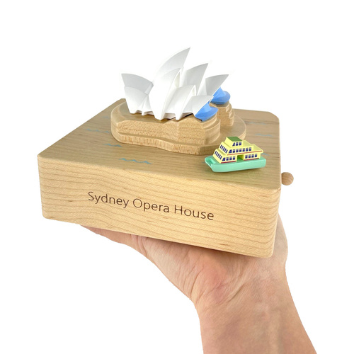 Sydney Opera House Moving Wooden Musical Box Featuring a moving ferry