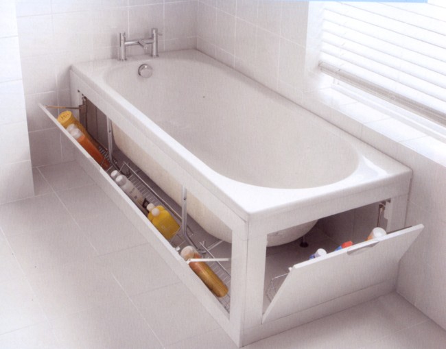 Stowaway Adds Storage Space Under Your Bathtub
