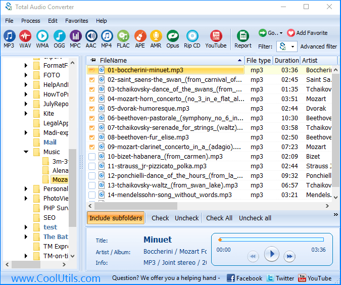Export YouTube links to Audio files Coolutils
