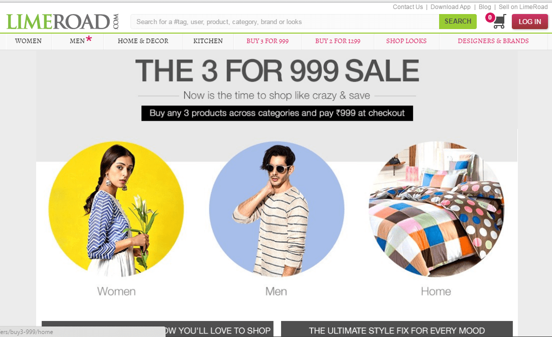 Limeroad Loot Buy Any 3 Product At 999rs + 99rs Cashback