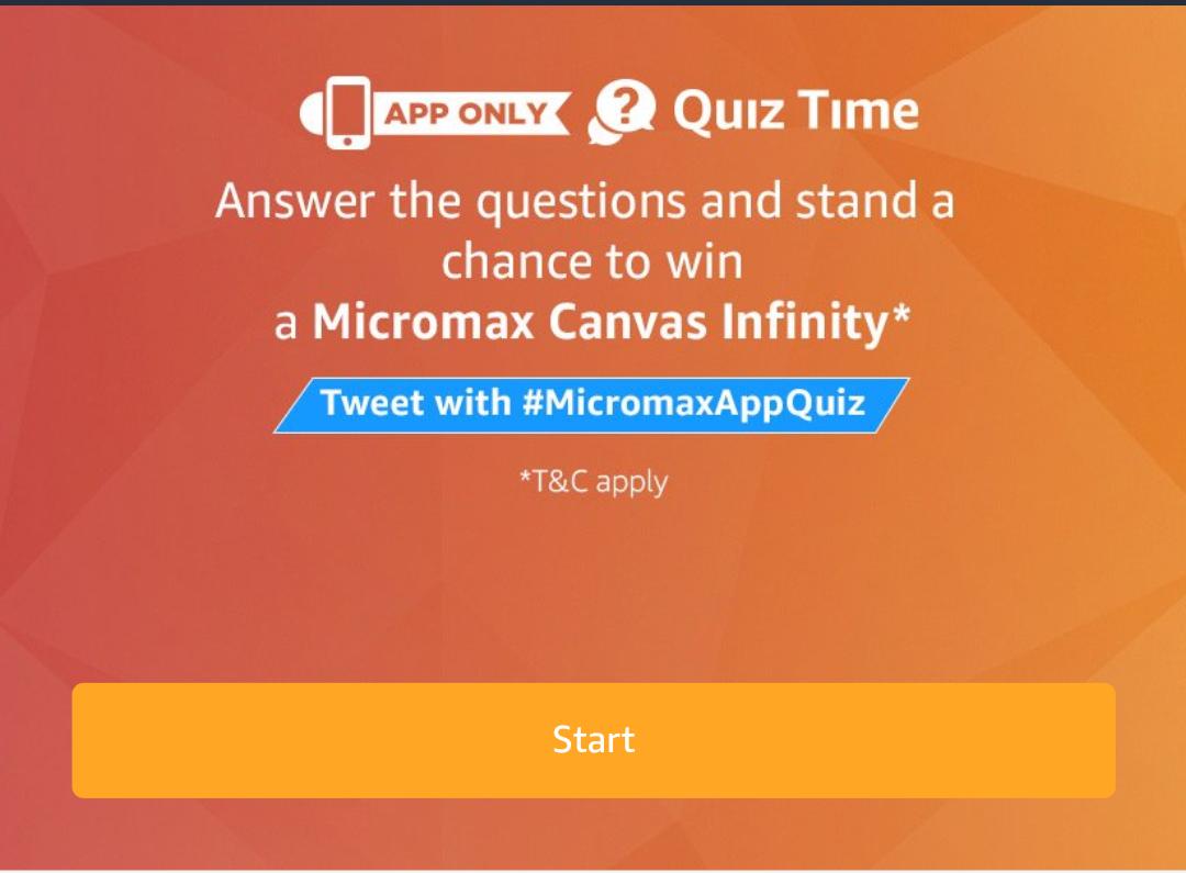 (All Answers) Amazon Quiz TimeWin Micromax Canvas Infinity