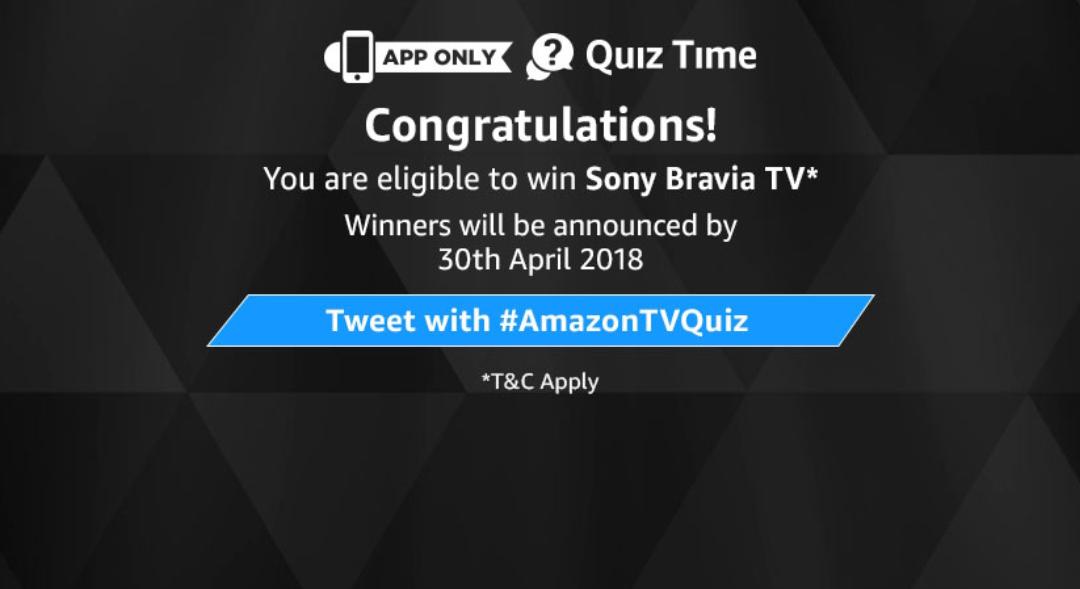 (Solved) Amazon Sony Bravia TV Quiz Answers Win SONY BRAVIA TV