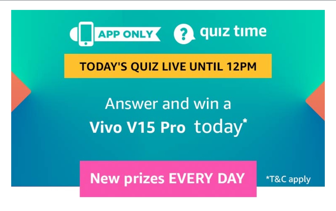 Today Amazon 9th June 2019 Quiz Answers Win Vivo V15 Pro Free