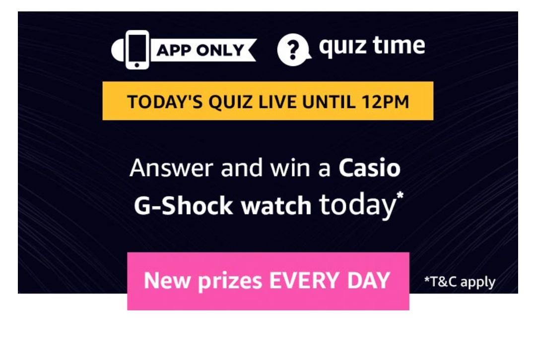Amazon GShock Quiz Answer & Win Casio GShock Watch